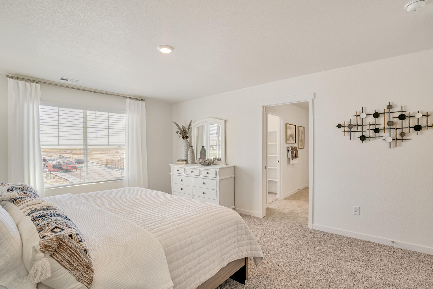 Interior bedroom with large window