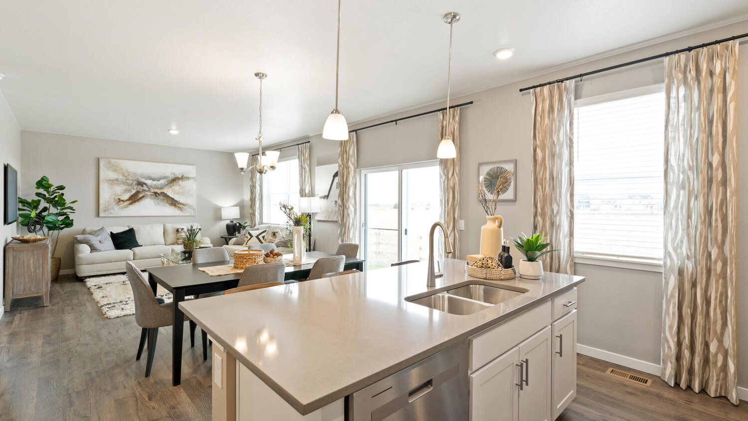 large kitchen island in new construction home