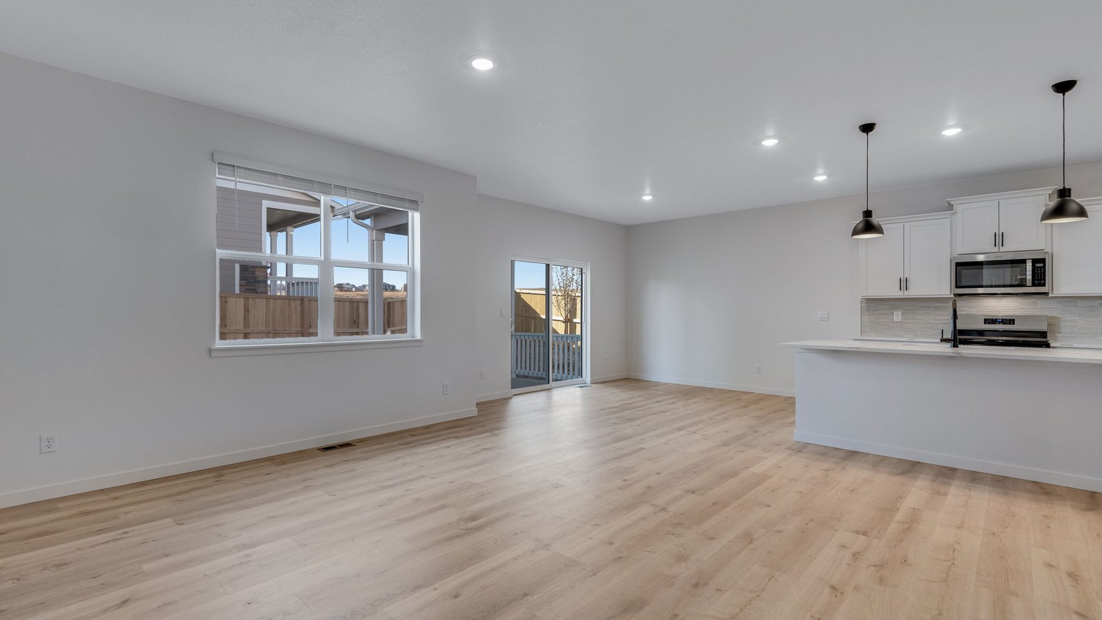 Open concept first floor living in new construction home