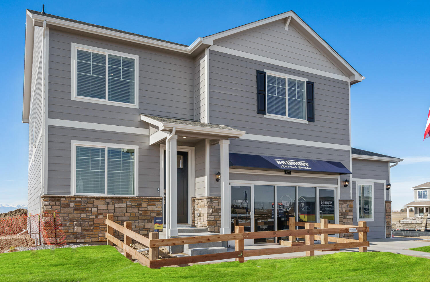 Alternate view of the Bridgeport floor plan exterior with stonework veneer