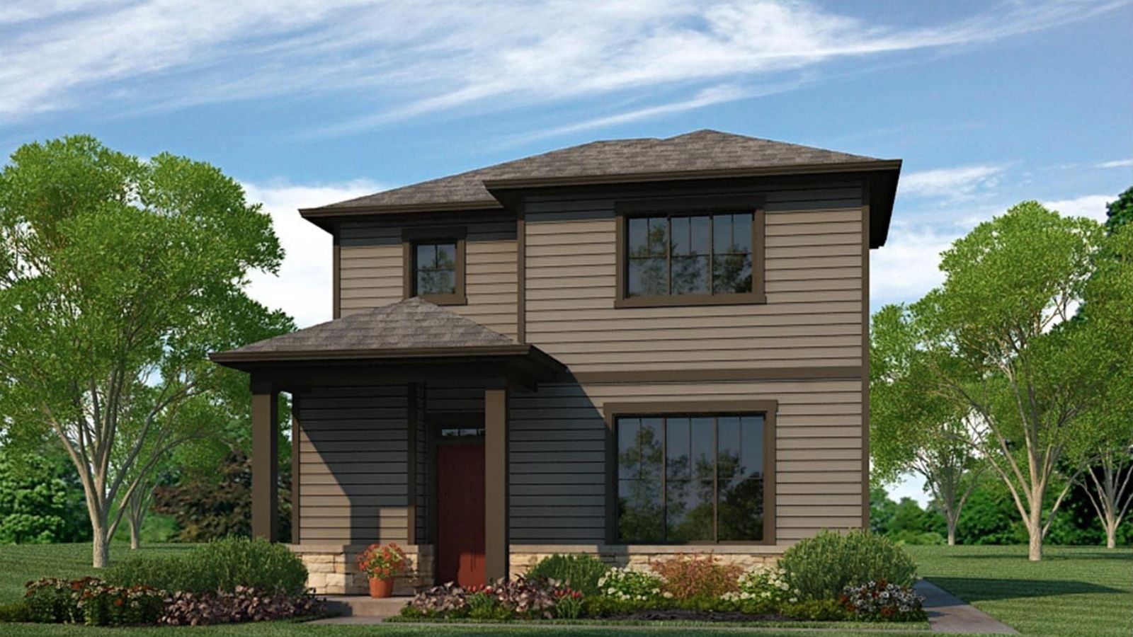 exterior rendering of new d.r. horton home in denver, co