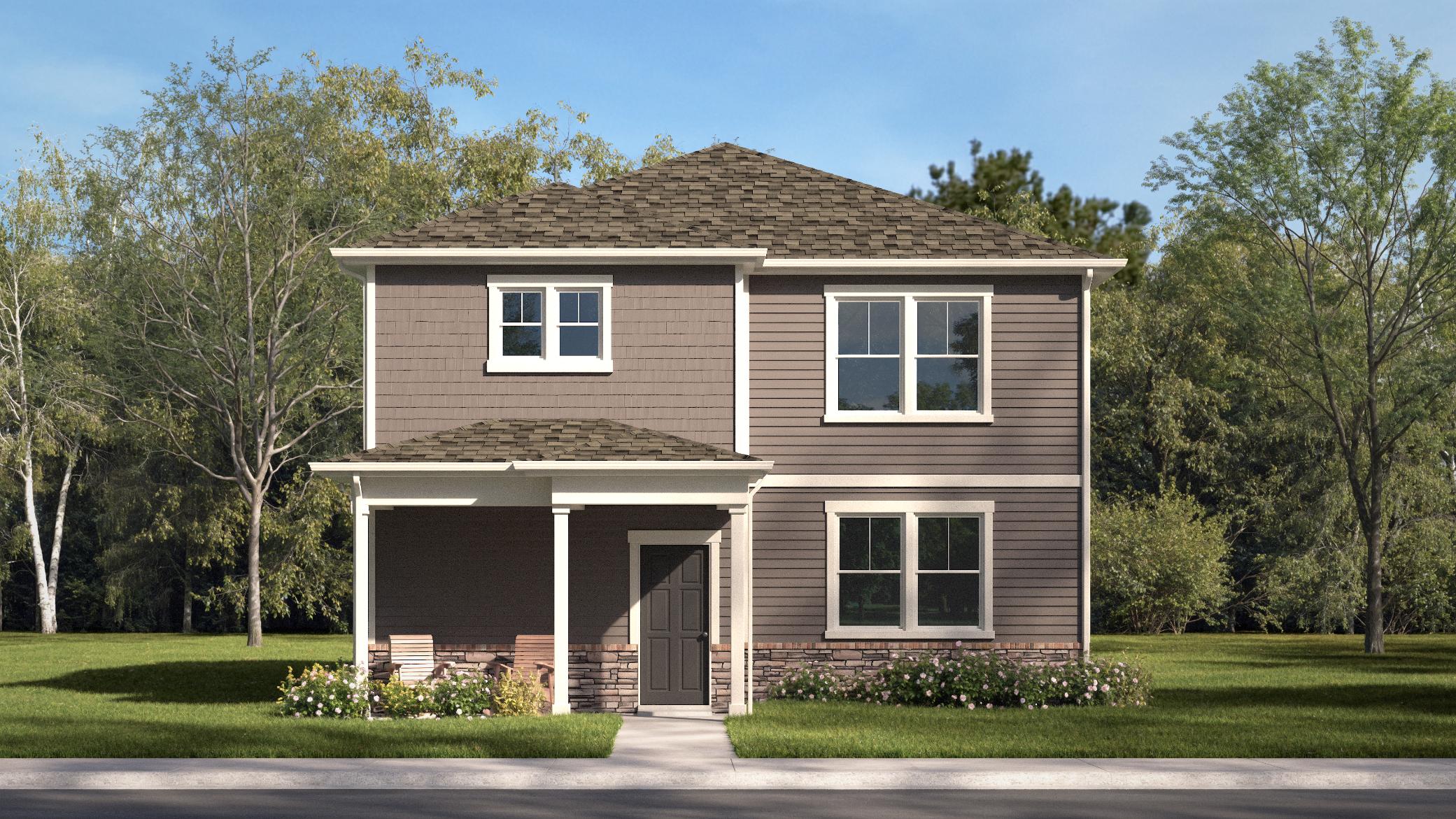 Rendering of two story exterior in new home community Horizon Uptown