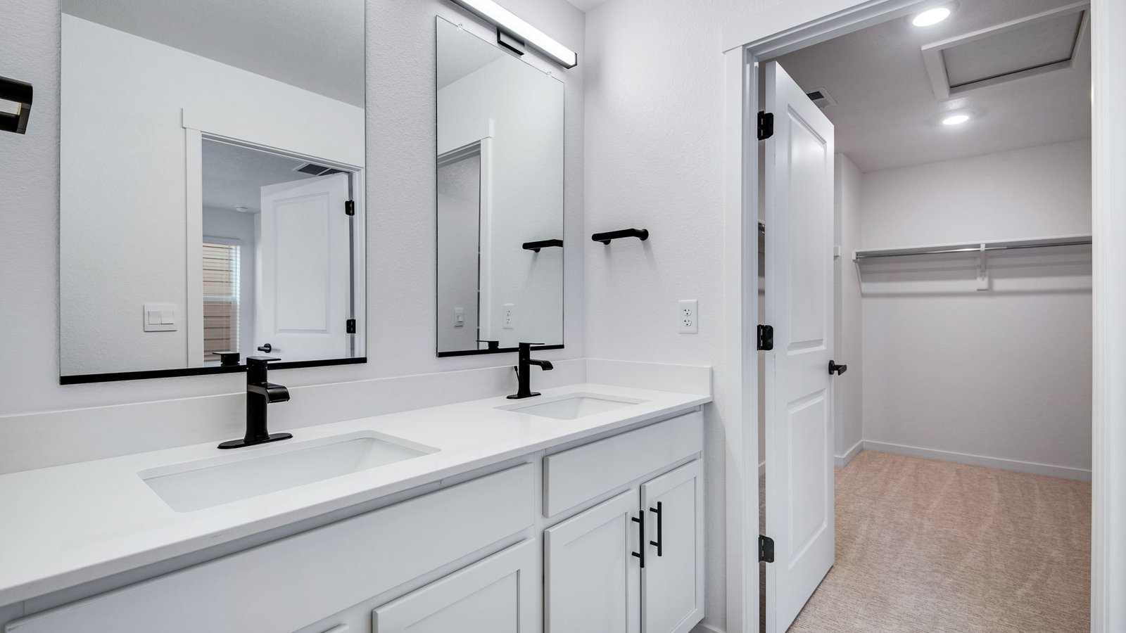 bathroom with walk-in closet in new home