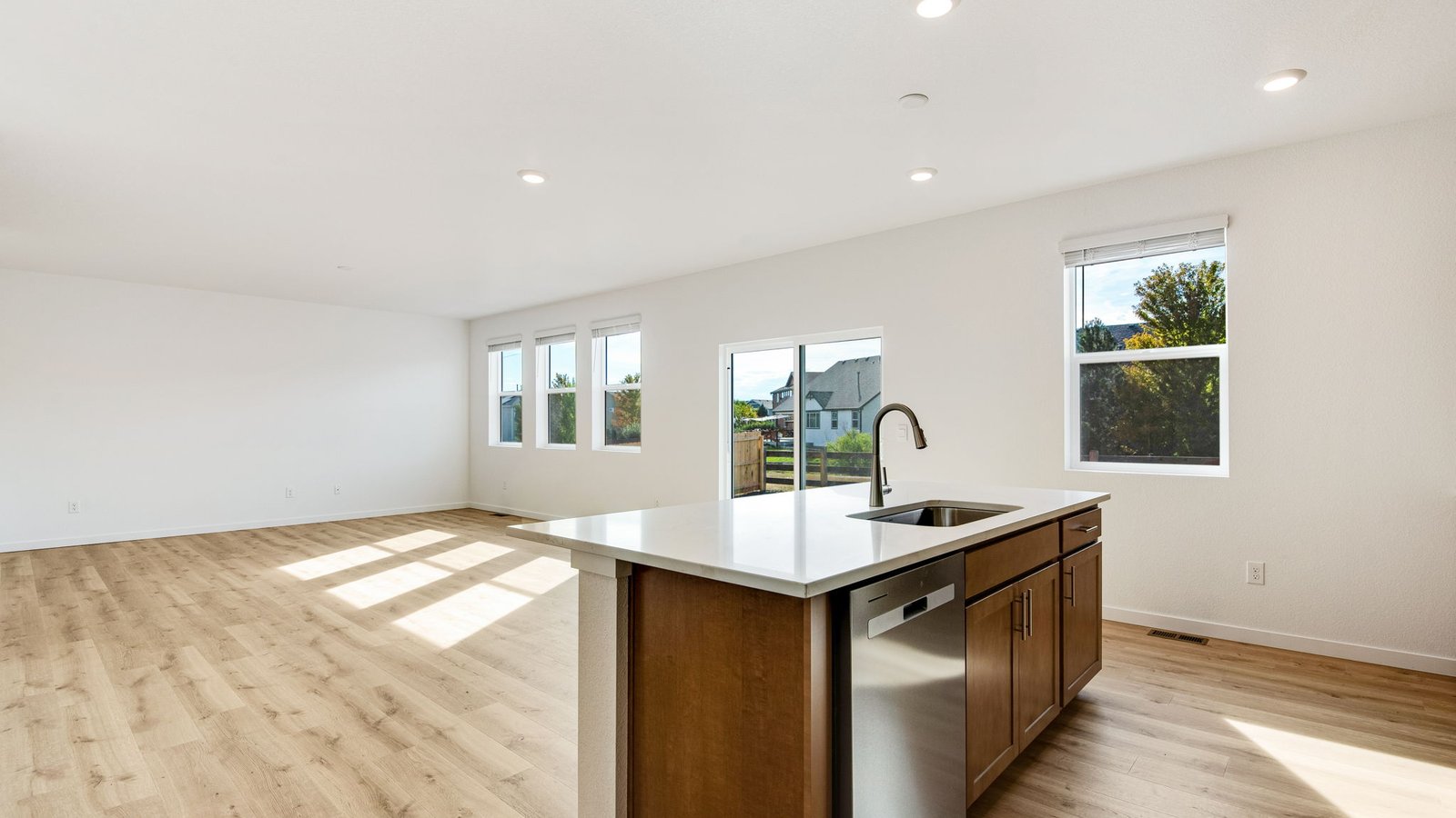 kitchen with island in new home