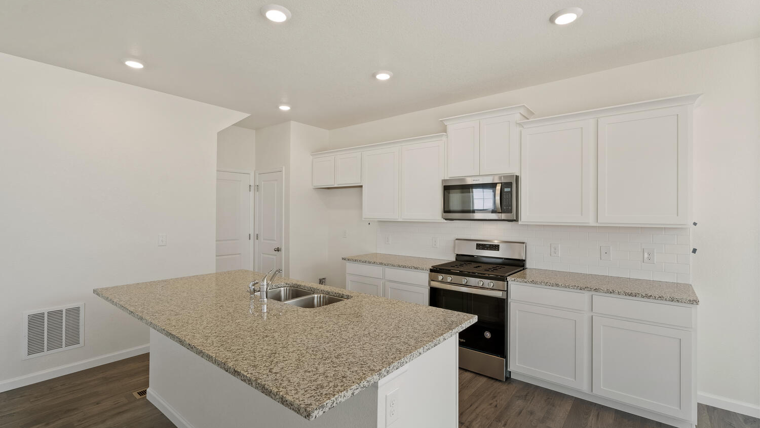 Kitchen with white cabinets