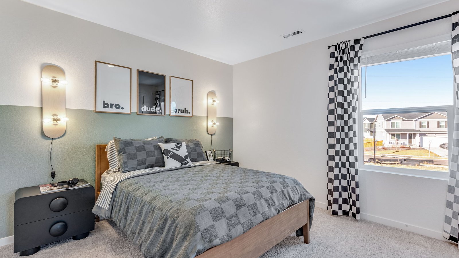 Bright bedroom with contemporary finishes and convenient upper-level location.