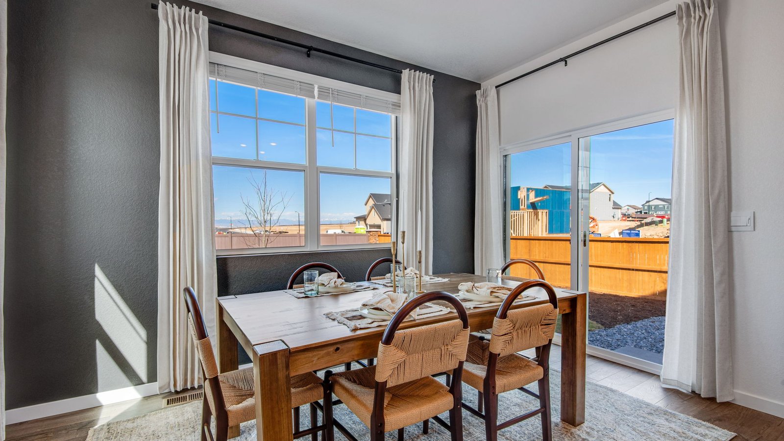 Dedicated dining area overlooking the backyard and connected to the kitchen.
