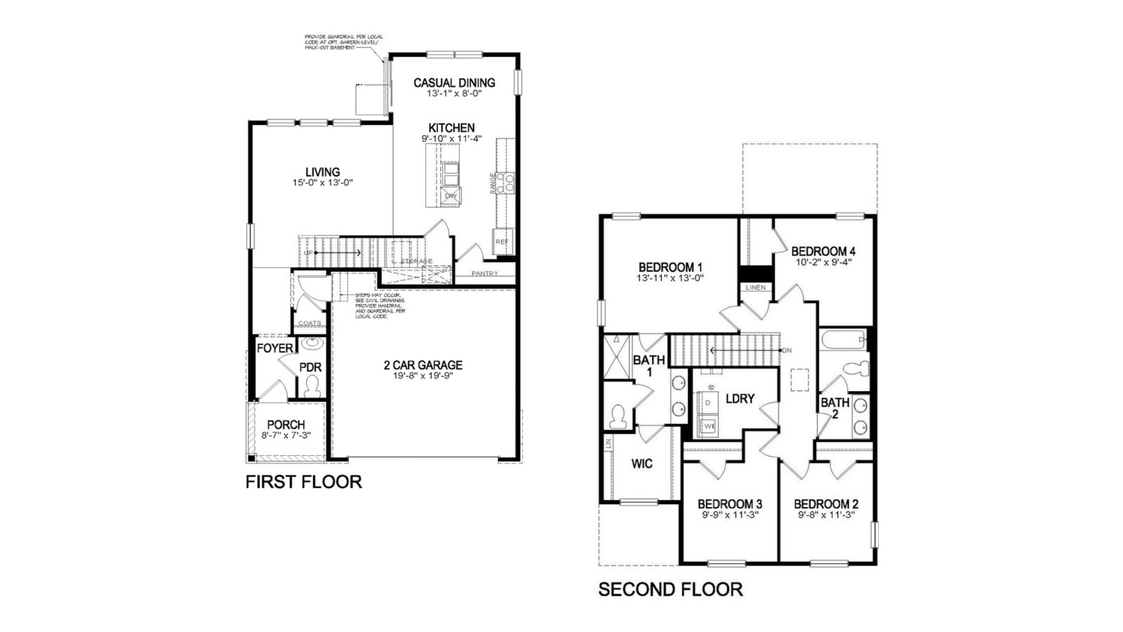 Blacklines of Edmon Floor plan by D.R. Horton
