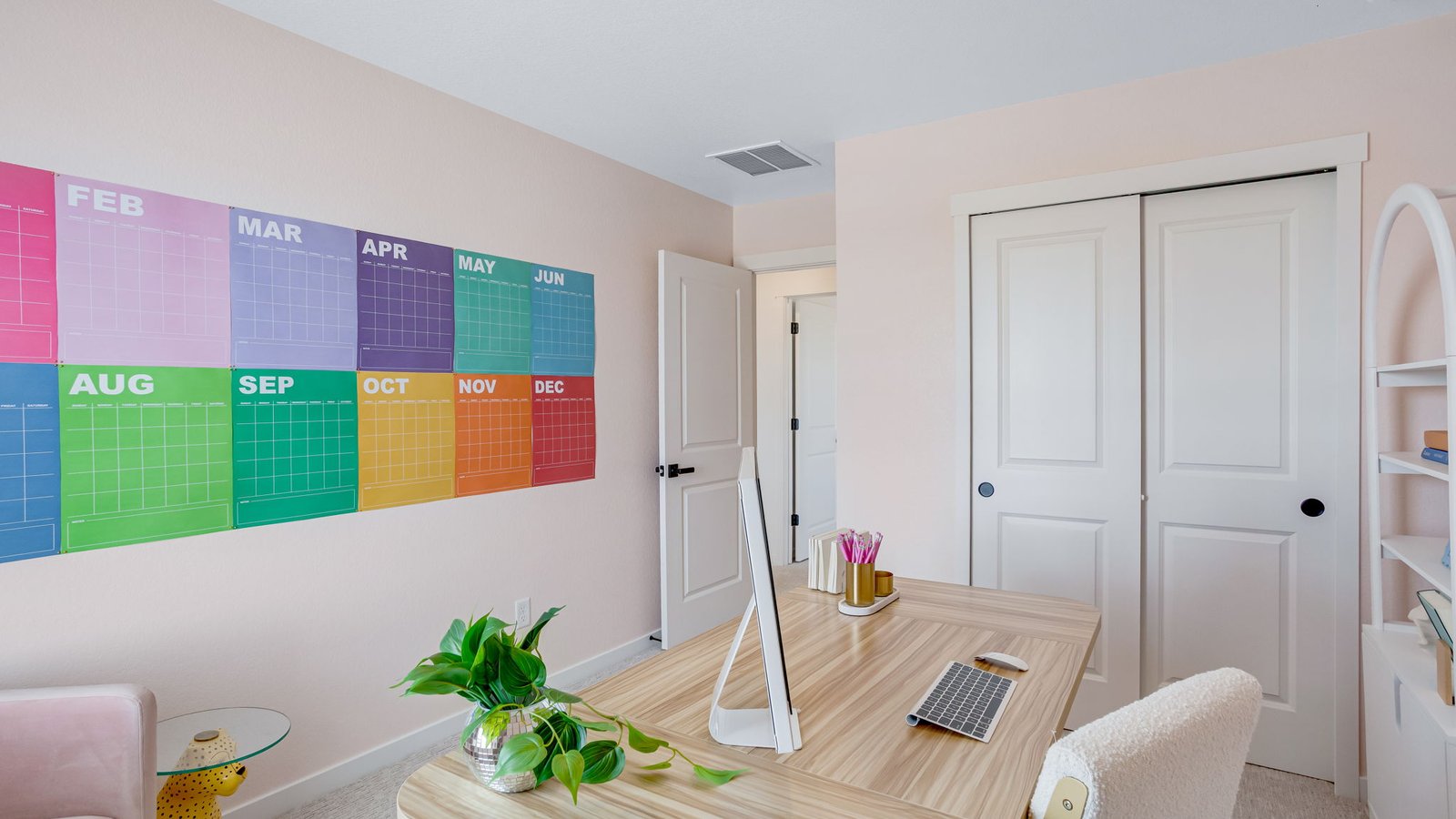 Office space designed from a secondary bedroom in the Elder floorplan home in Johnstown, Colorado.