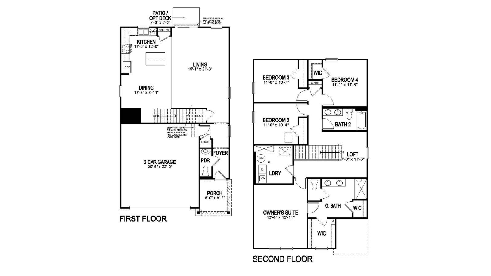 Blacklines of Elder floor plan in Granary Johnstown, CO