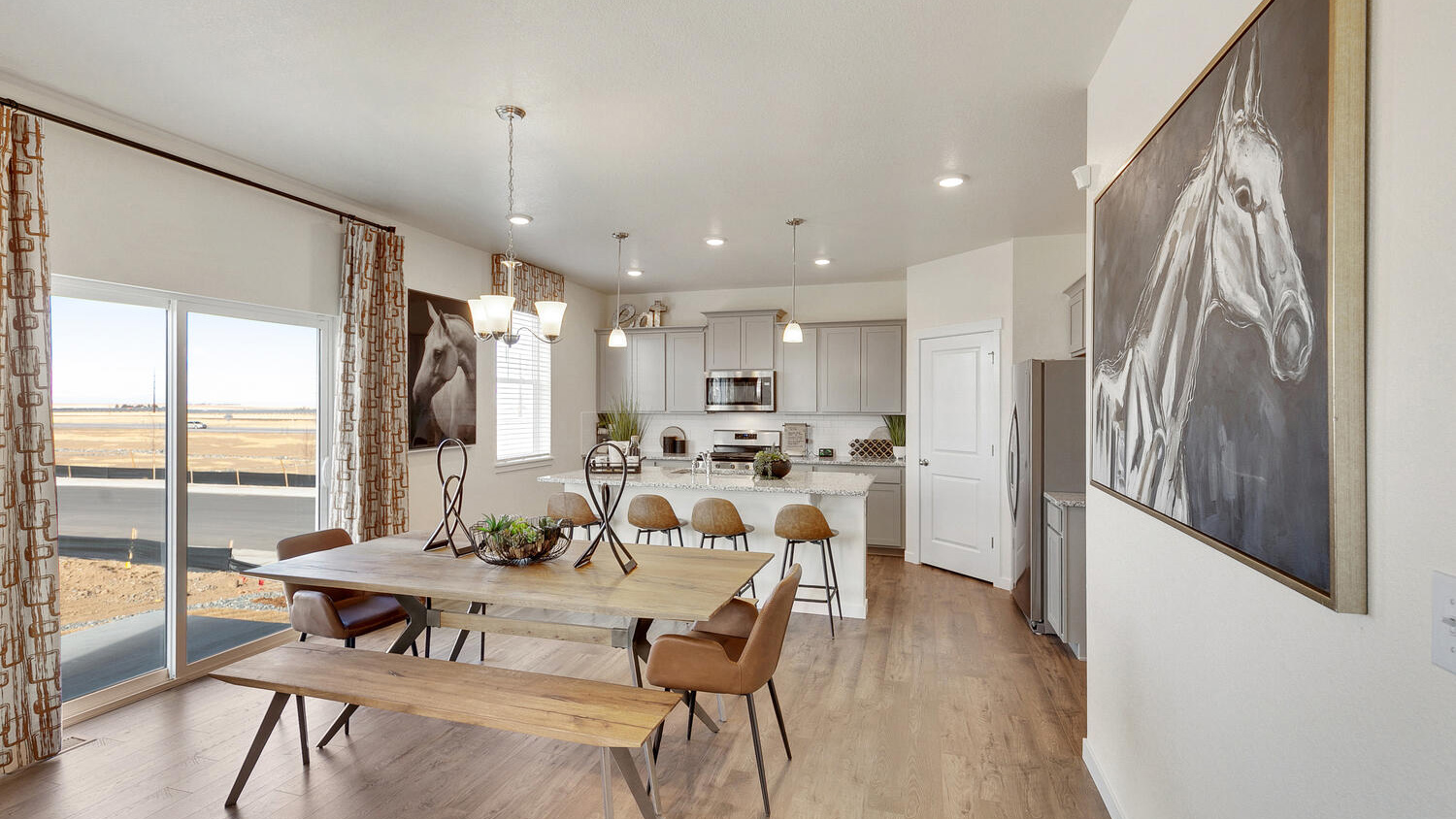 Dining room with wooden table