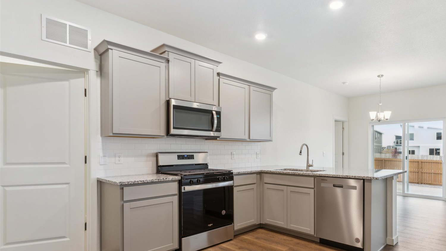 Open concept layout in kitchen of new Adair floor plan