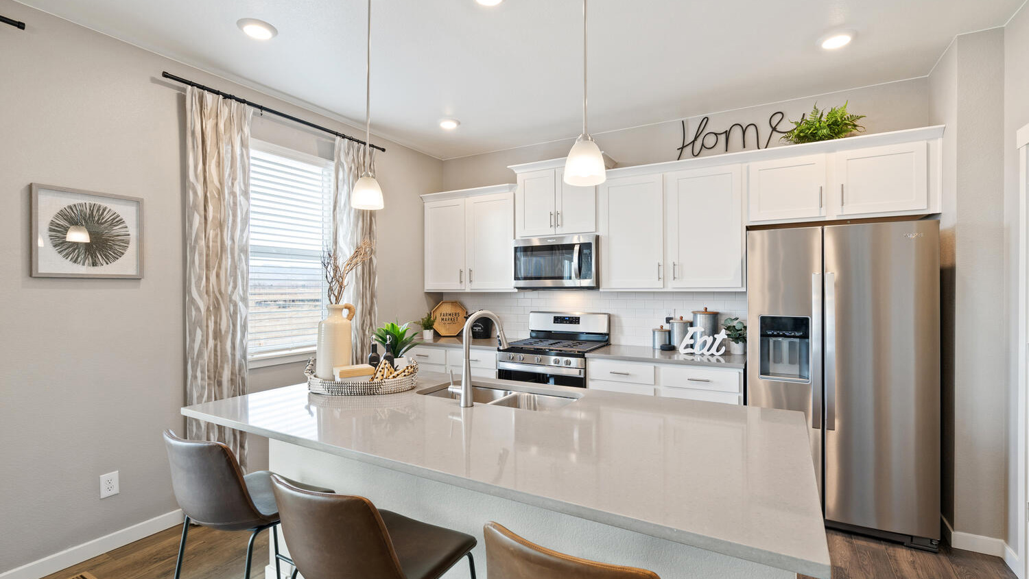 kitchen with island in new home
