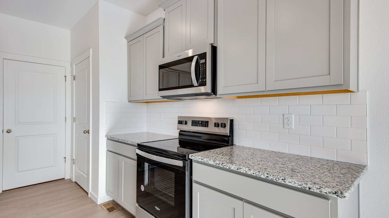 modern kitchen with gray cabinets new home