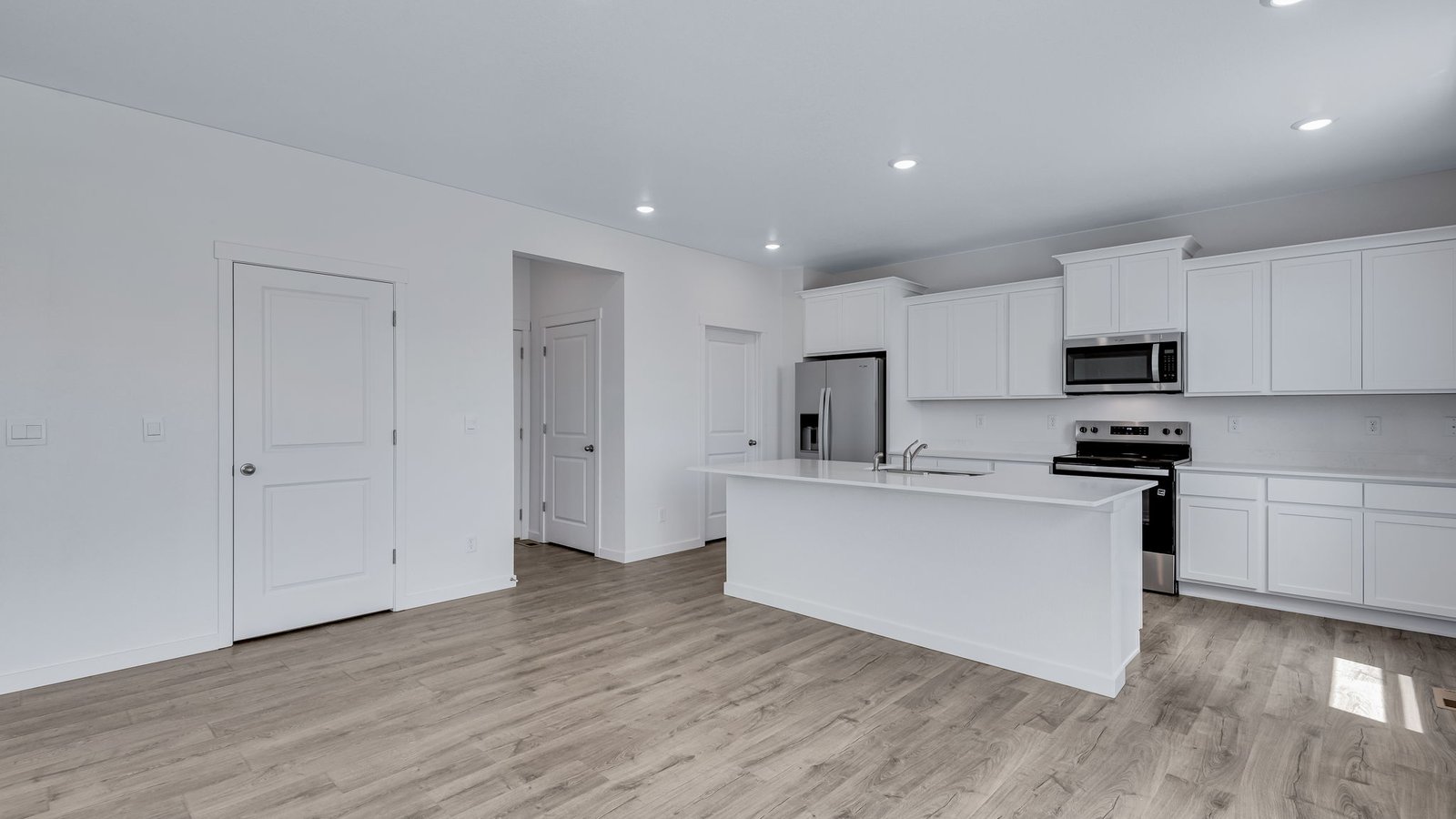 dining room and kitchen in new construction home colorado