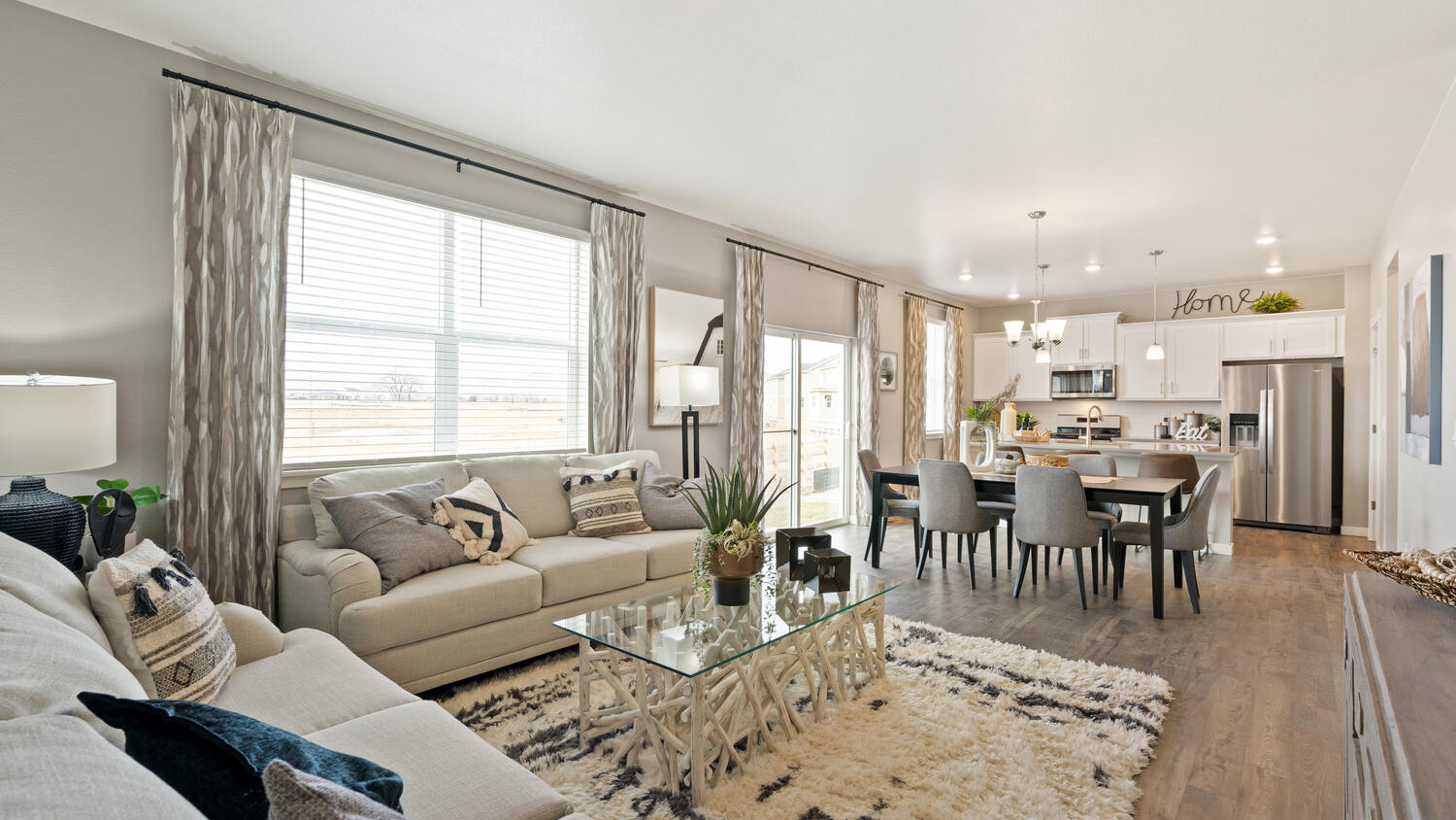 Open concept layout in new home at Lakeside Canyon community in Mead, Colorado