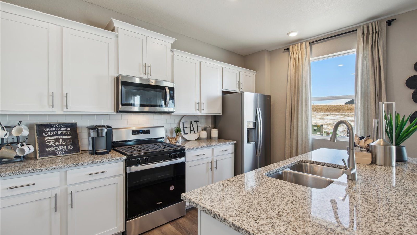 Kitchen with white cabinets