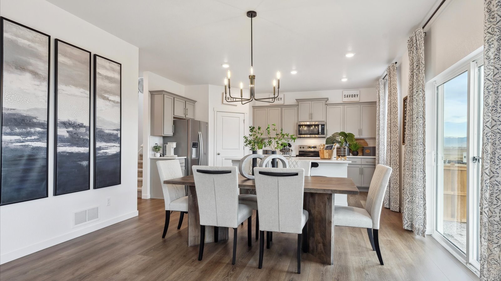 Dining room of new holcombe floorplan home in mead colorado