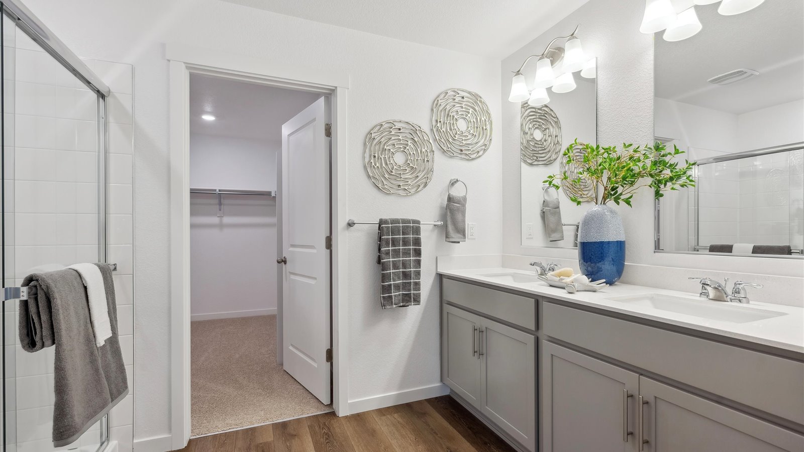 Primary attached bathroom of Holcombe floorplan new home