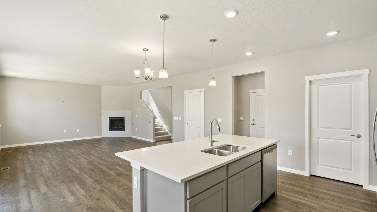 Spacious kitchen island in new home in Mead, Colorado