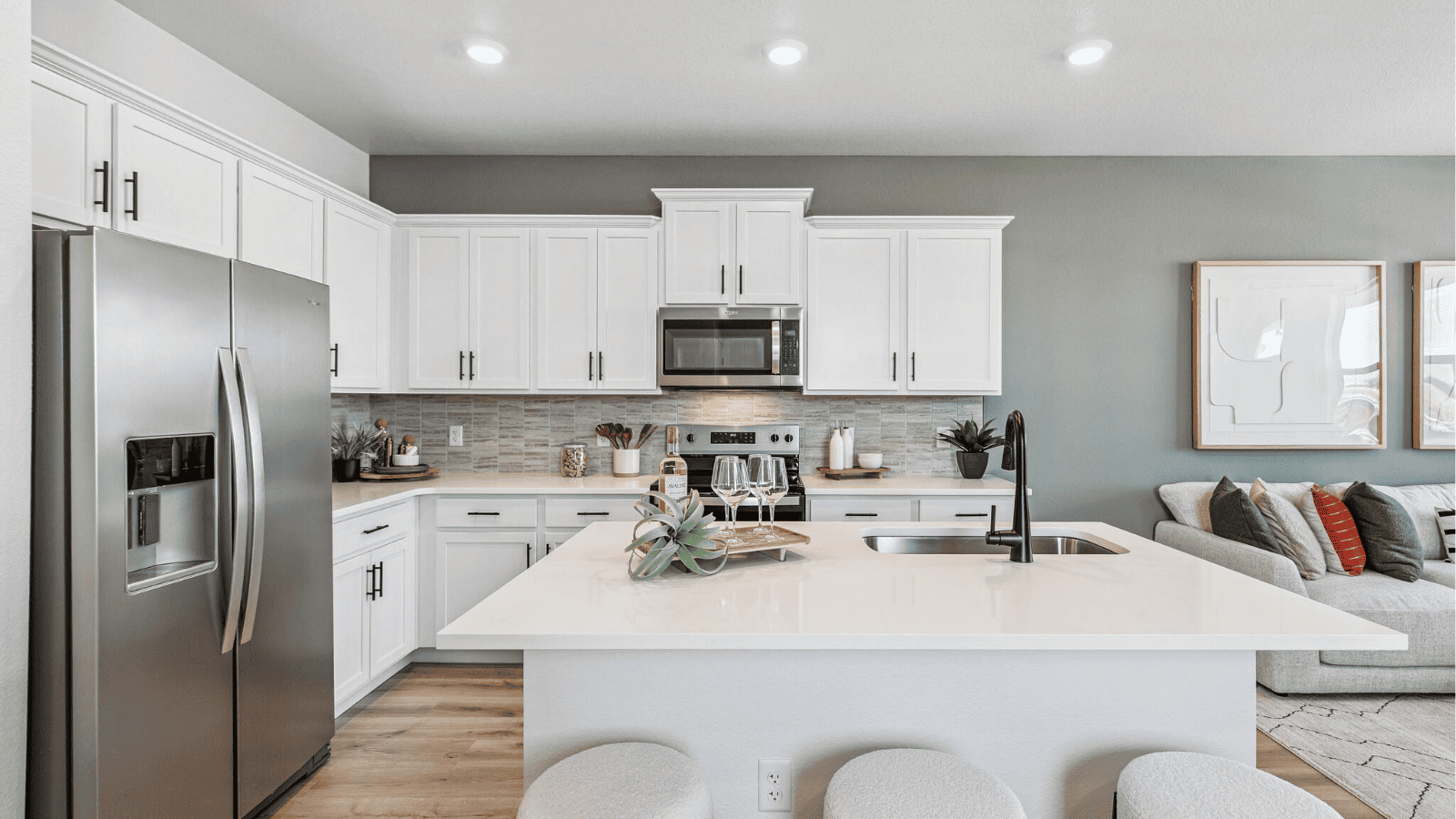 kitchen in new construction paired home
