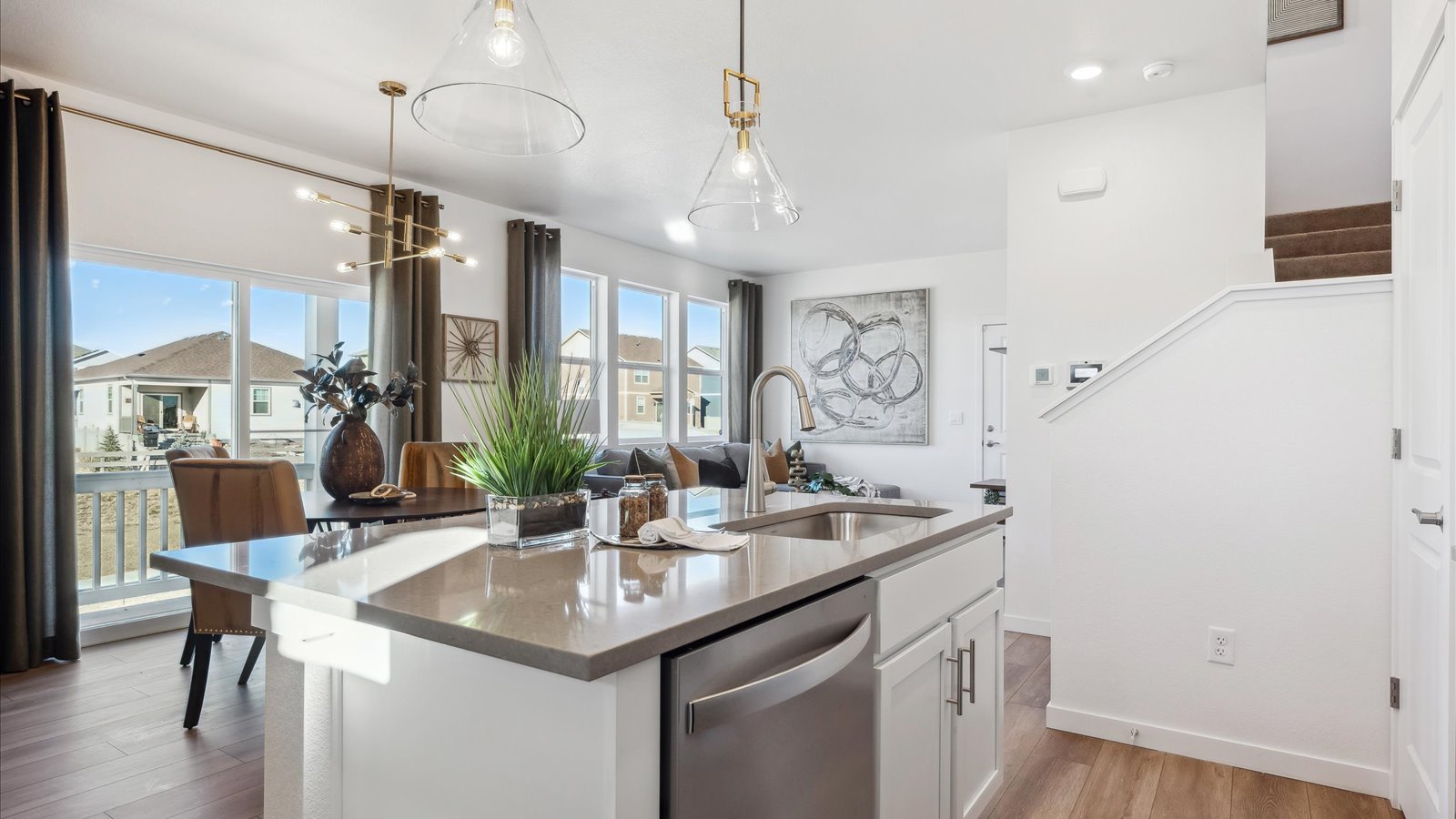 Modern Muirfield kitchen in Vantage community featuring stainless steel appliances