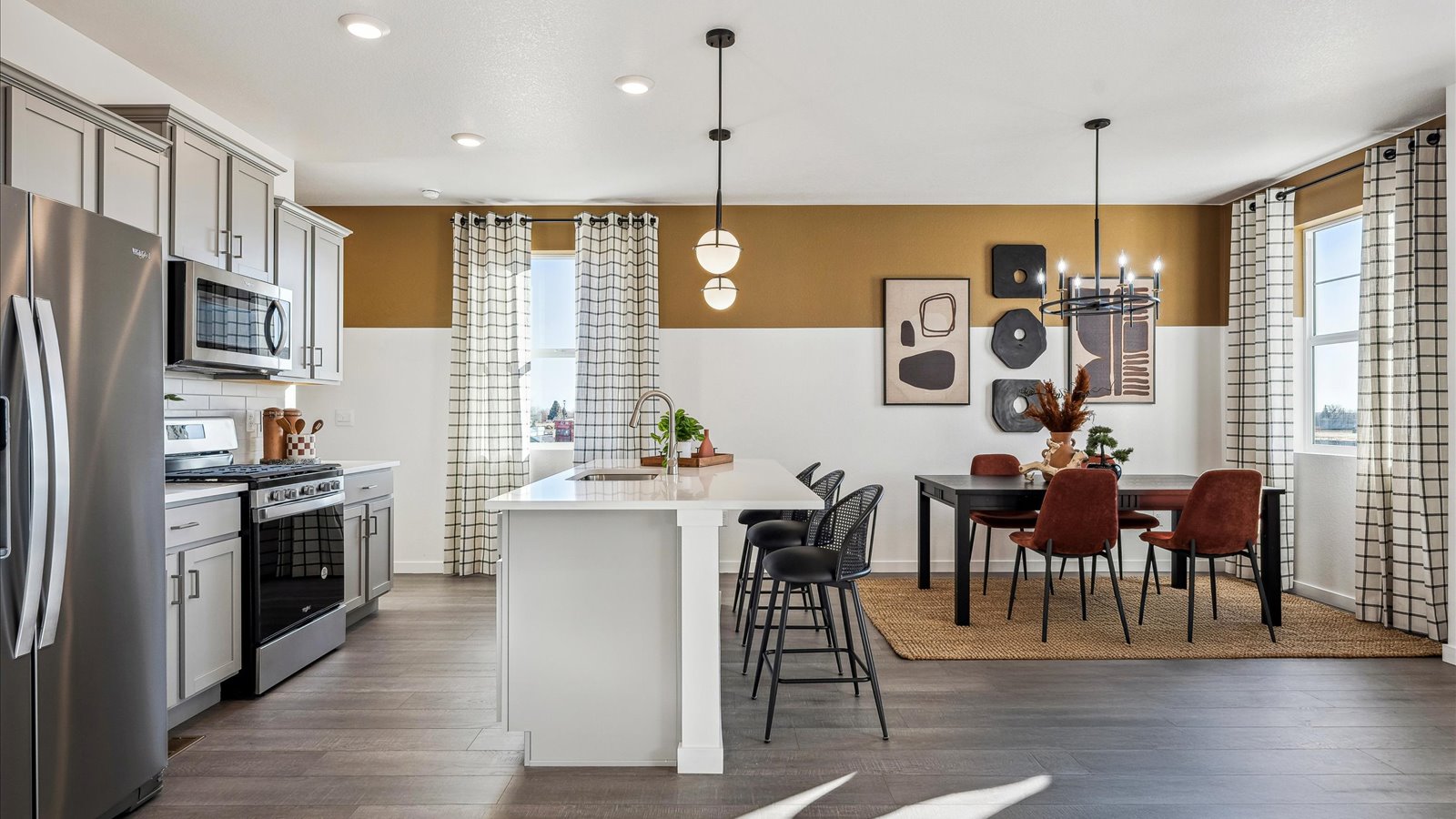 Open-concept Vail kitchen with generous counter space, gas cooking, abundant storage, and a spacious island for entertaining.