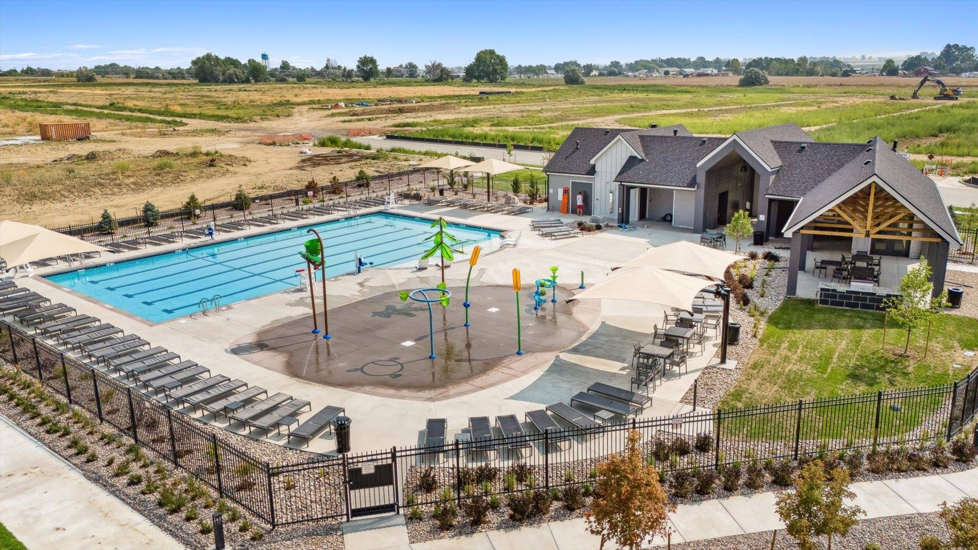 Pool and splash pad at D.R. Horton community