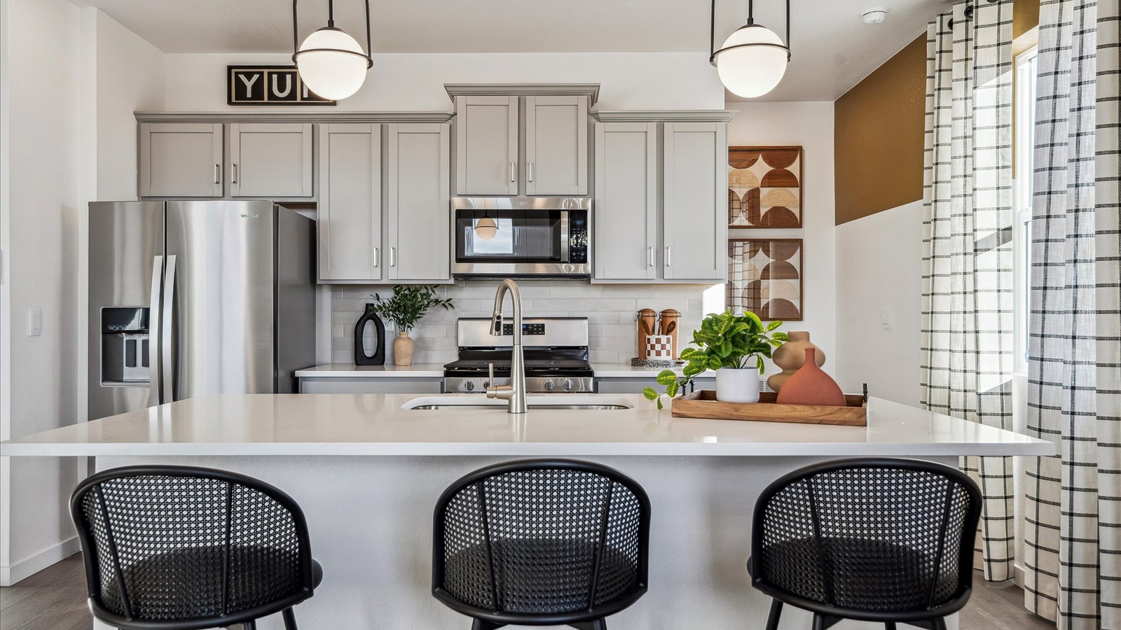 kitchen in new construction paired home