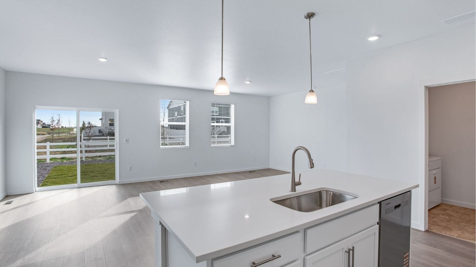 kitchen with island in ranch home
