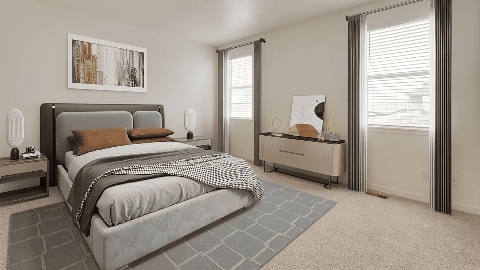 Private primary suite in the Newcastle floor plan featuring a spacious layout and walk-in closet.