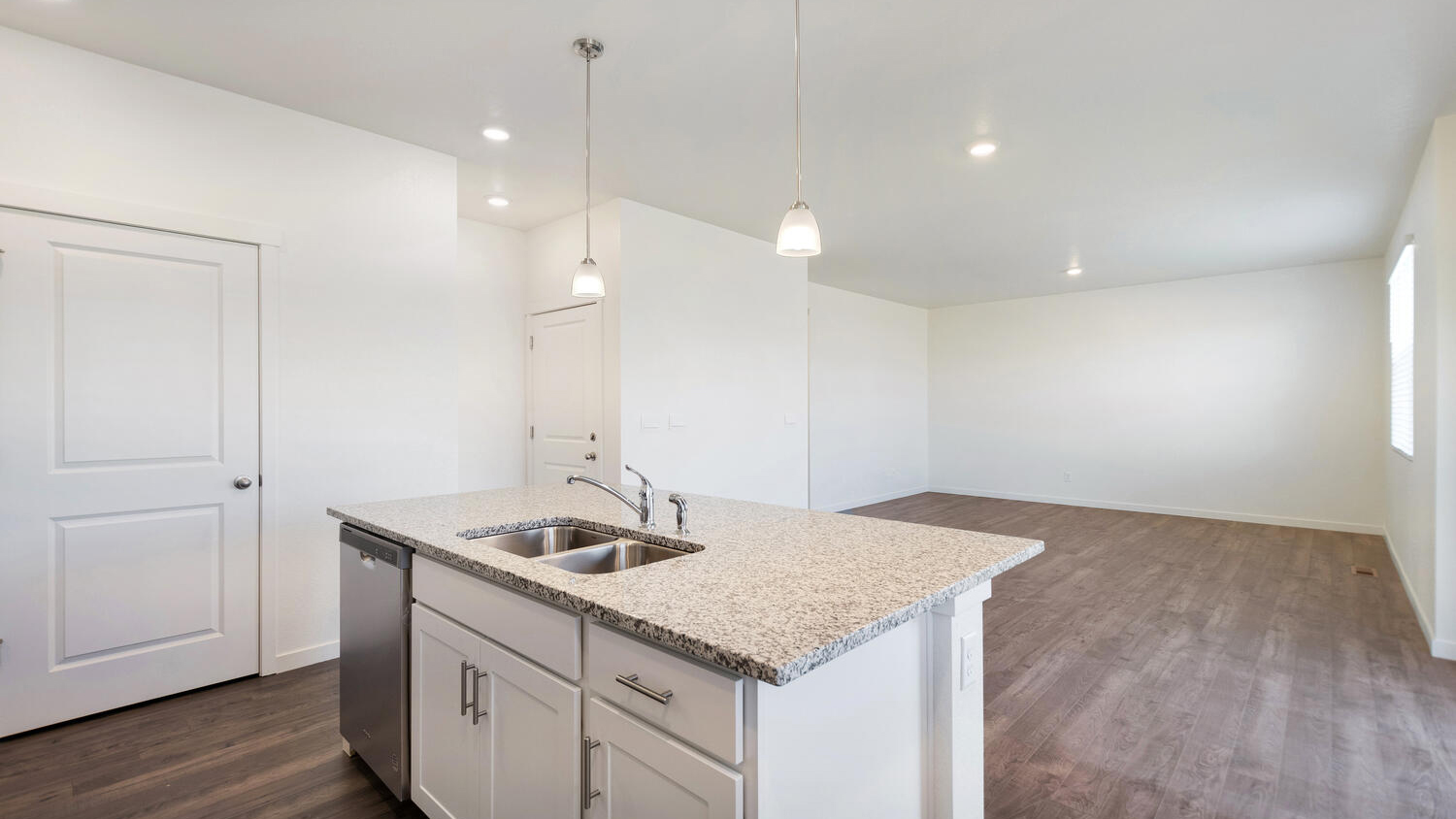 kitchen with island in new home