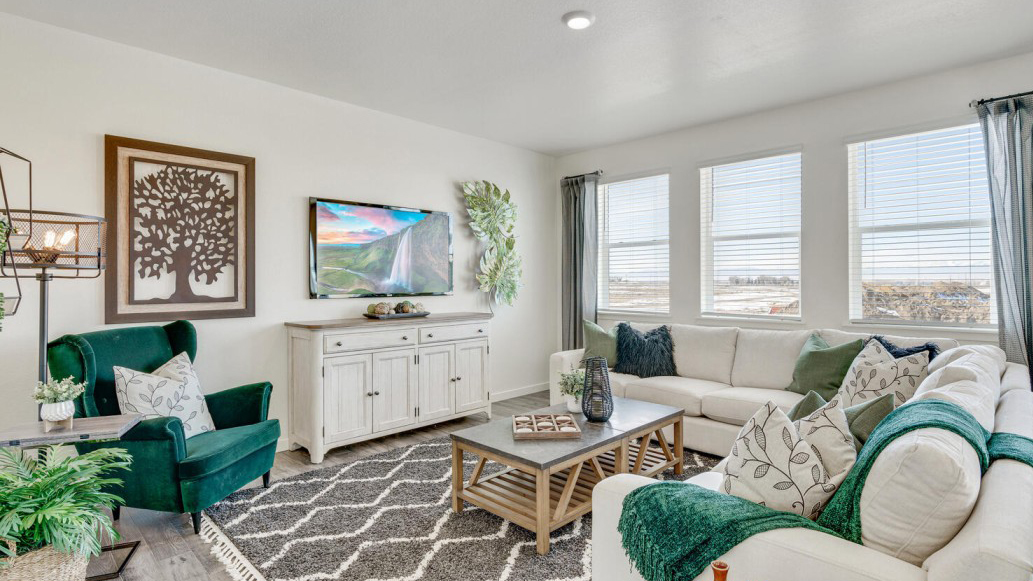 Step into the Bridgeport floor plan at (community name) a new home that provides space and functionality in (city, CO).   Inside this inviting 4-bedroom, 2.5-bathroom home, you’ll find 2,548 sq.ft. of living space. As you enter the home the foyer guides you to the study, coat closet and guest bathroom. Entertaining is a breeze, at this popular single-family home with the living room, dining room and kitchen all at the heart of the home. The spacious kitchen is designed with functionality in mind, including granite or quartz countertops, stainless steel appliances, a walk-in pantry and an expansive eat-in island that is perfect for meal prepping, dining or entertaining.   The dining nook flows into the great room that has abundant natural light, thanks to three large windows that provide great views of the backyard. With ample room for seating, the great room is the ideal spot for relaxation and gathering.   As you move to the upstairs living space you will be impressed by the expansive loft that can be used for work, play or to relax. In every bedroom you’ll have carpeted floors and a walk-in closet in each room. Whether these rooms are used for bedrooms, office space, or bonus rooms, there is sure to be comfort. Three secondary bedrooms all share one well-appointed bathroom that includes double vanity sinks, and a separate space for the toilet and tub. The laundry room and linen closet are conveniently located between all bedrooms, making chores a breeze.   The primary bedroom provides plenty of space, including an ensuite bathroom with a double vanity sink, a separate space for the toilet and an extended walk-in closet with additional shelving for storage space.  The Bridgeport floor plan can be your new home, contact us today to learn more about this home and the (community name) community.  *Photos are for representational purposes only, finishes may vary per home.