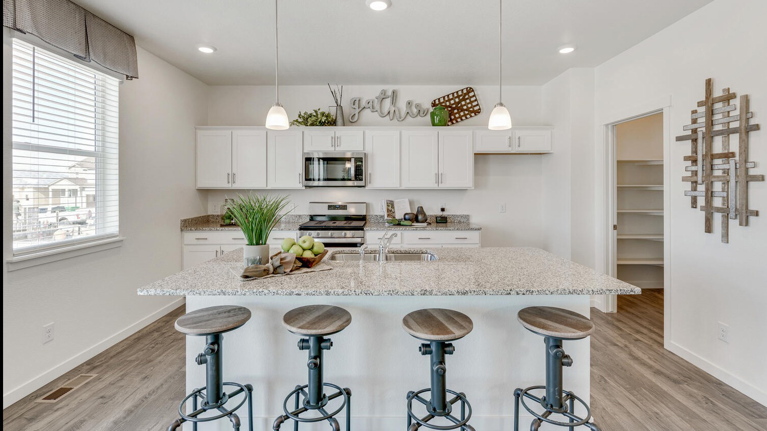 Step into the Bridgeport floor plan at (community name) a new home that provides space and functionality in (city, CO).   Inside this inviting 4-bedroom, 2.5-bathroom home, you’ll find 2,548 sq.ft. of living space. As you enter the home the foyer guides you to the study, coat closet and guest bathroom. Entertaining is a breeze, at this popular single-family home with the living room, dining room and kitchen all at the heart of the home. The spacious kitchen is designed with functionality in mind, including granite or quartz countertops, stainless steel appliances, a walk-in pantry and an expansive eat-in island that is perfect for meal prepping, dining or entertaining.   The dining nook flows into the great room that has abundant natural light, thanks to three large windows that provide great views of the backyard. With ample room for seating, the great room is the ideal spot for relaxation and gathering.   As you move to the upstairs living space you will be impressed by the expansive loft that can be used for work, play or to relax. In every bedroom you’ll have carpeted floors and a walk-in closet in each room. Whether these rooms are used for bedrooms, office space, or bonus rooms, there is sure to be comfort. Three secondary bedrooms all share one well-appointed bathroom that includes double vanity sinks, and a separate space for the toilet and tub. The laundry room and linen closet are conveniently located between all bedrooms, making chores a breeze.   The primary bedroom provides plenty of space, including an ensuite bathroom with a double vanity sink, a separate space for the toilet and an extended walk-in closet with additional shelving for storage space.  The Bridgeport floor plan can be your new home, contact us today to learn more about this home and the (community name) community.  *Photos are for representational purposes only, finishes may vary per home.