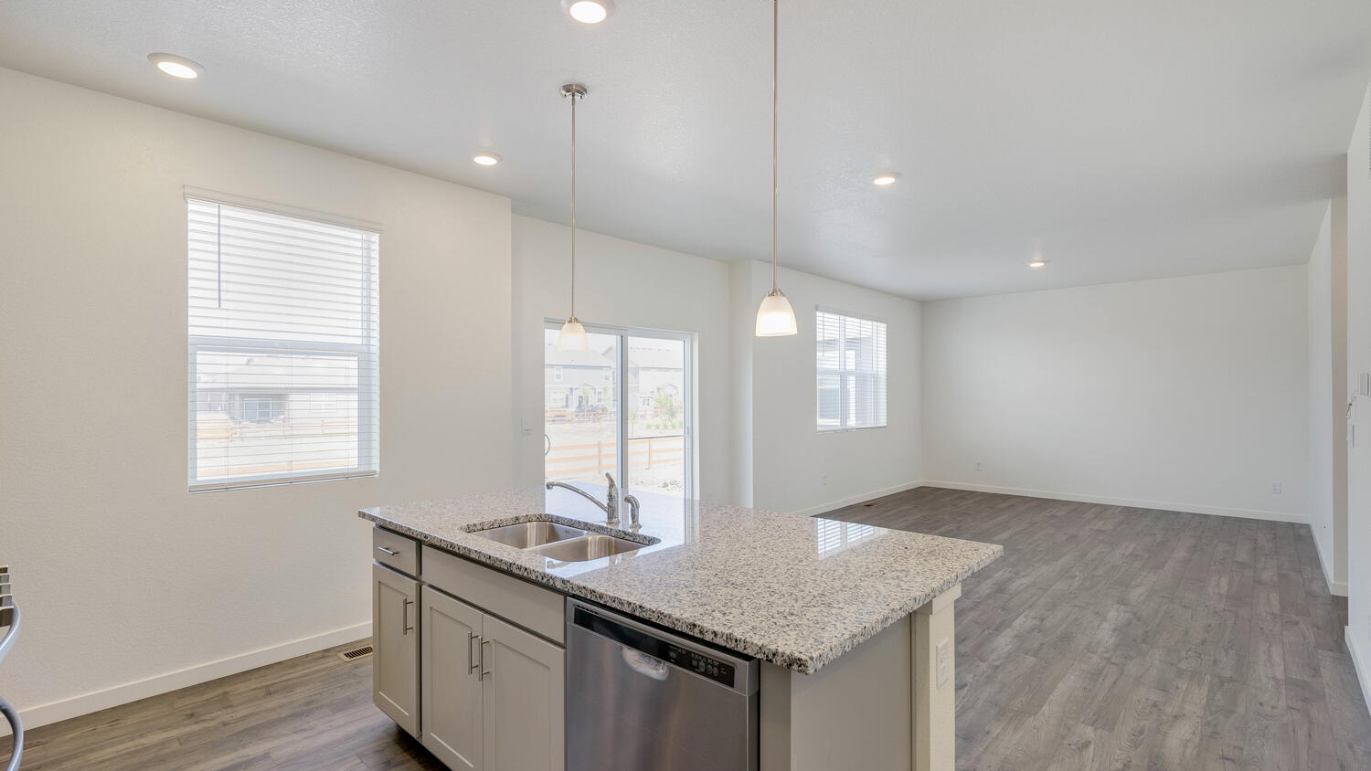 kitchen with island in new home