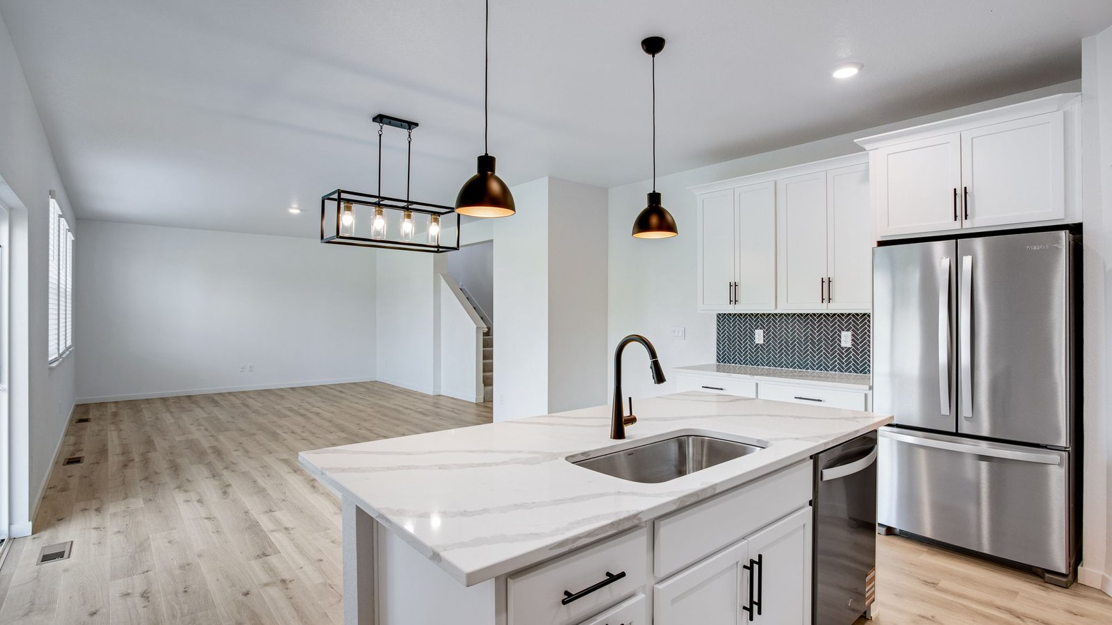 Kitchen with white cabinets