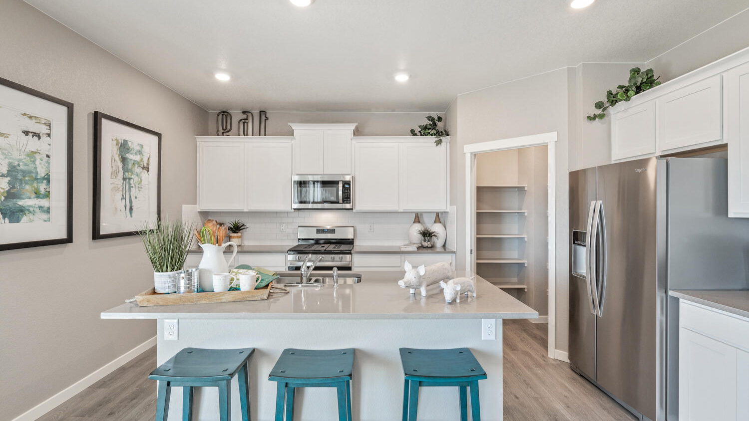 kitchen with extra cabinets in new home