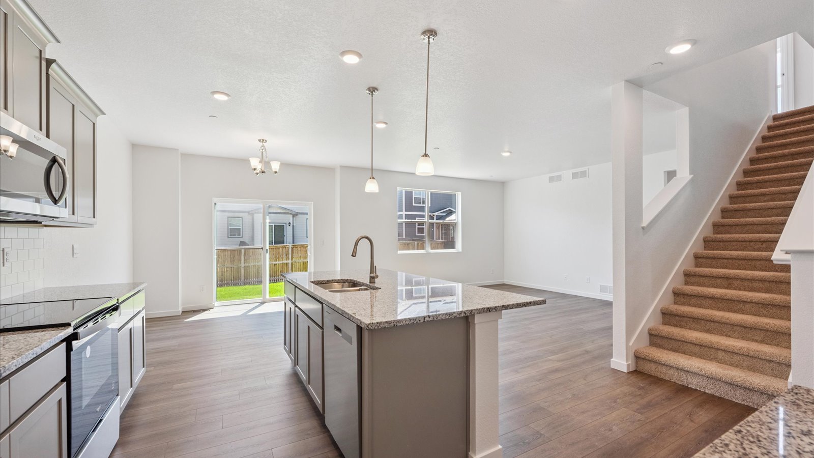 Kitchen with gray cabinets