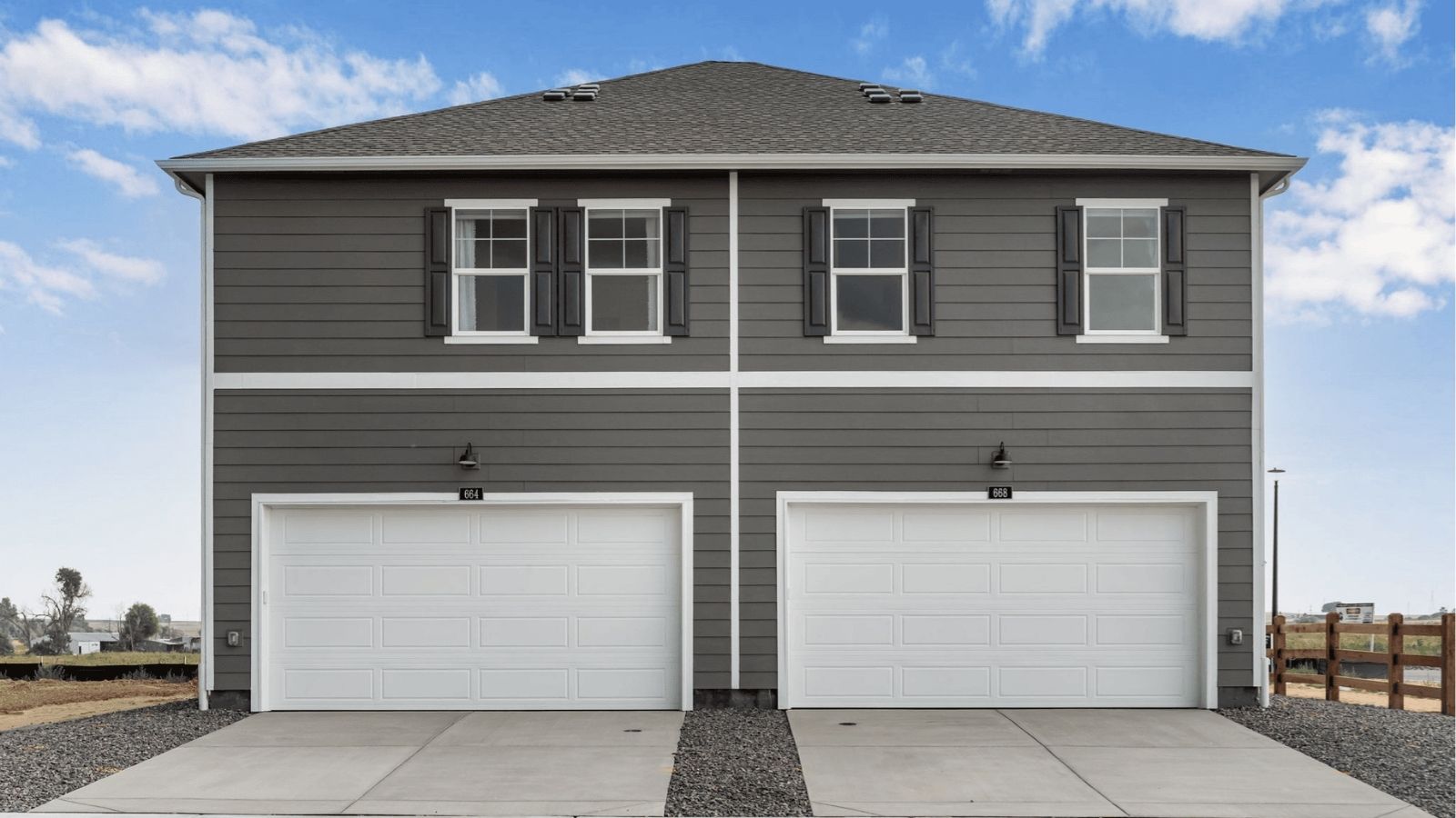 attached 2 car garage of new construction home in fort lupton, co