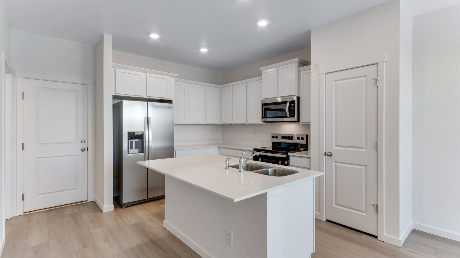 kitchen in new construction paired home