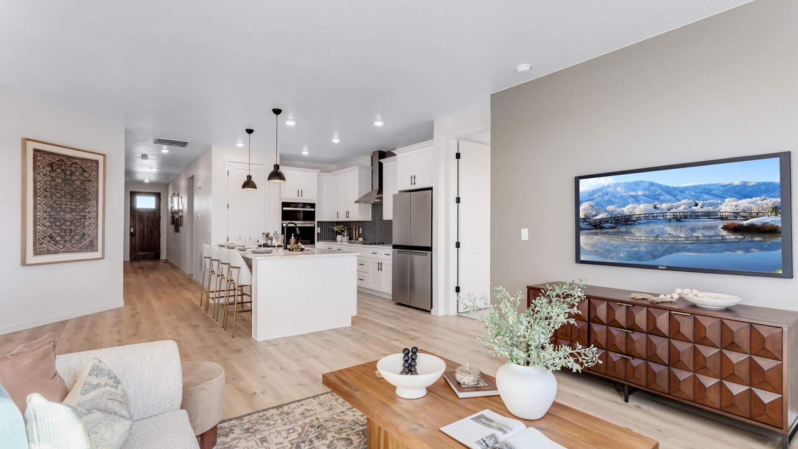 Bright great room with modern finishes and flexible space for everyday living and entertaining.