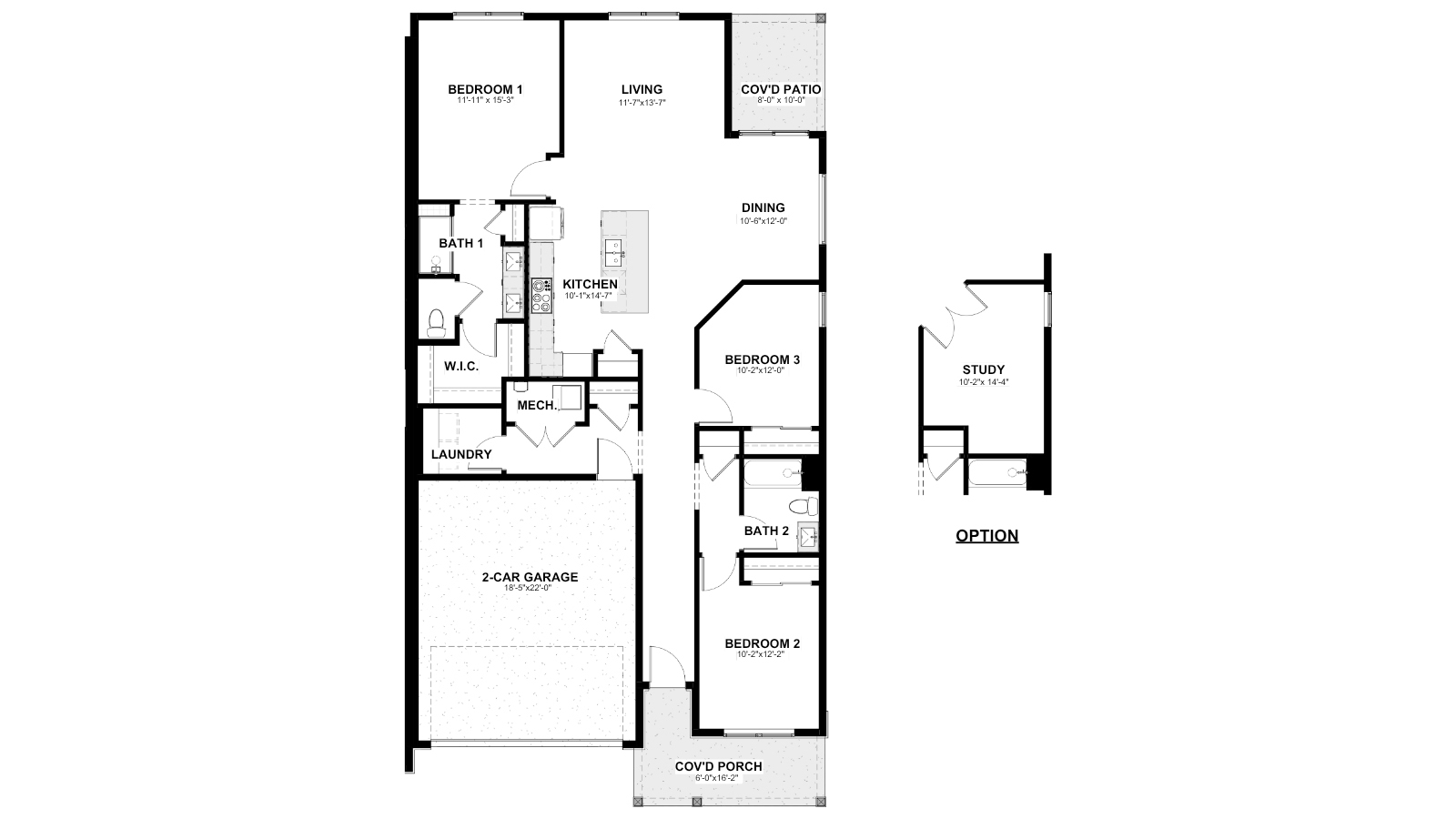 Trevenna patio home floorplan in Windsor, CO