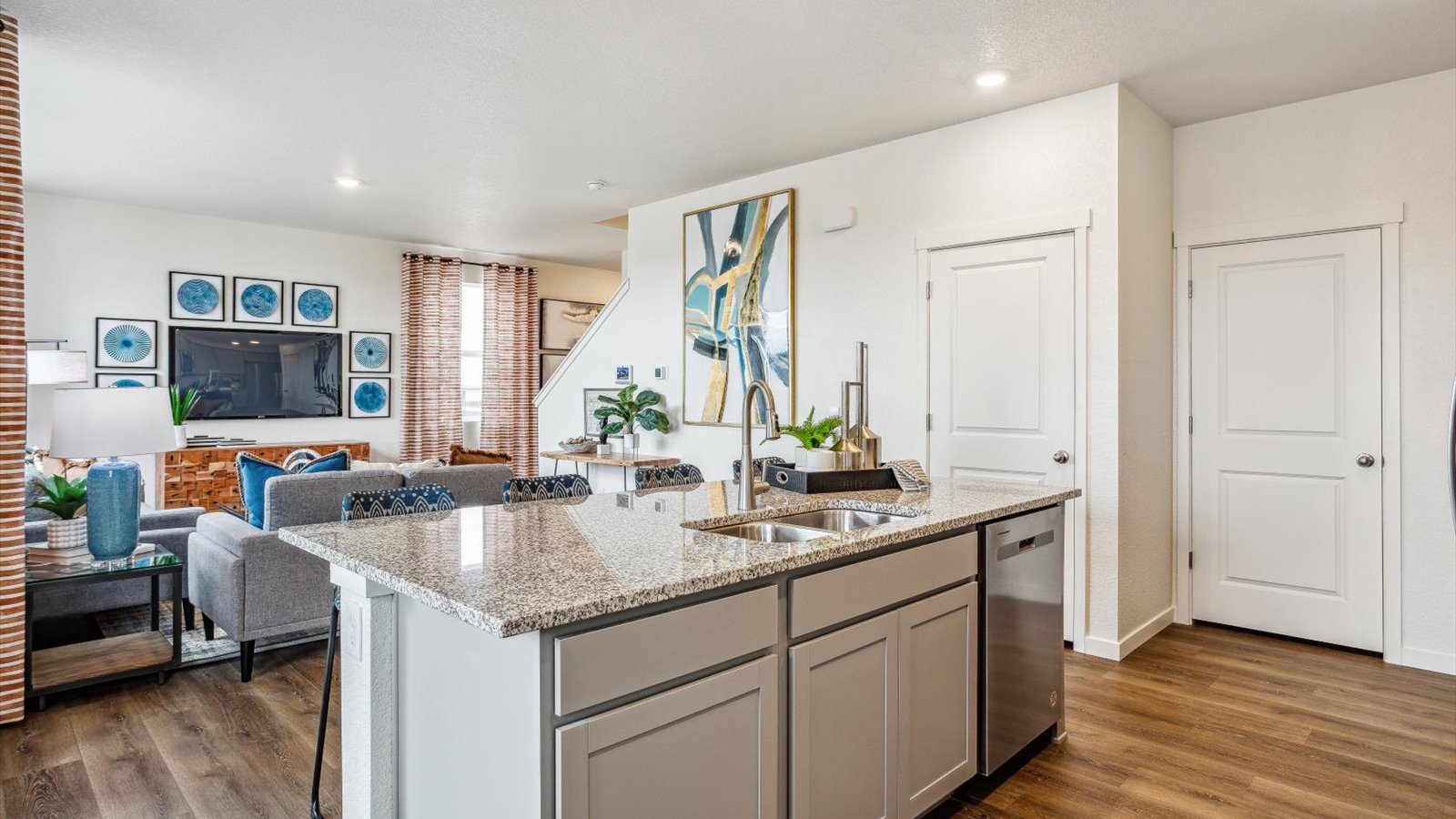 Kitchen with grey cabinets