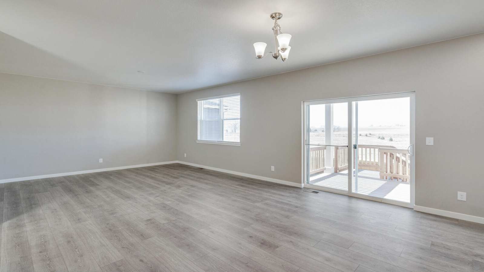 Open concept living room in new construction home