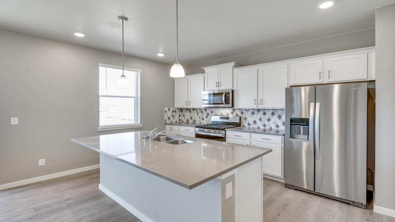 Kitchen with white cabinets