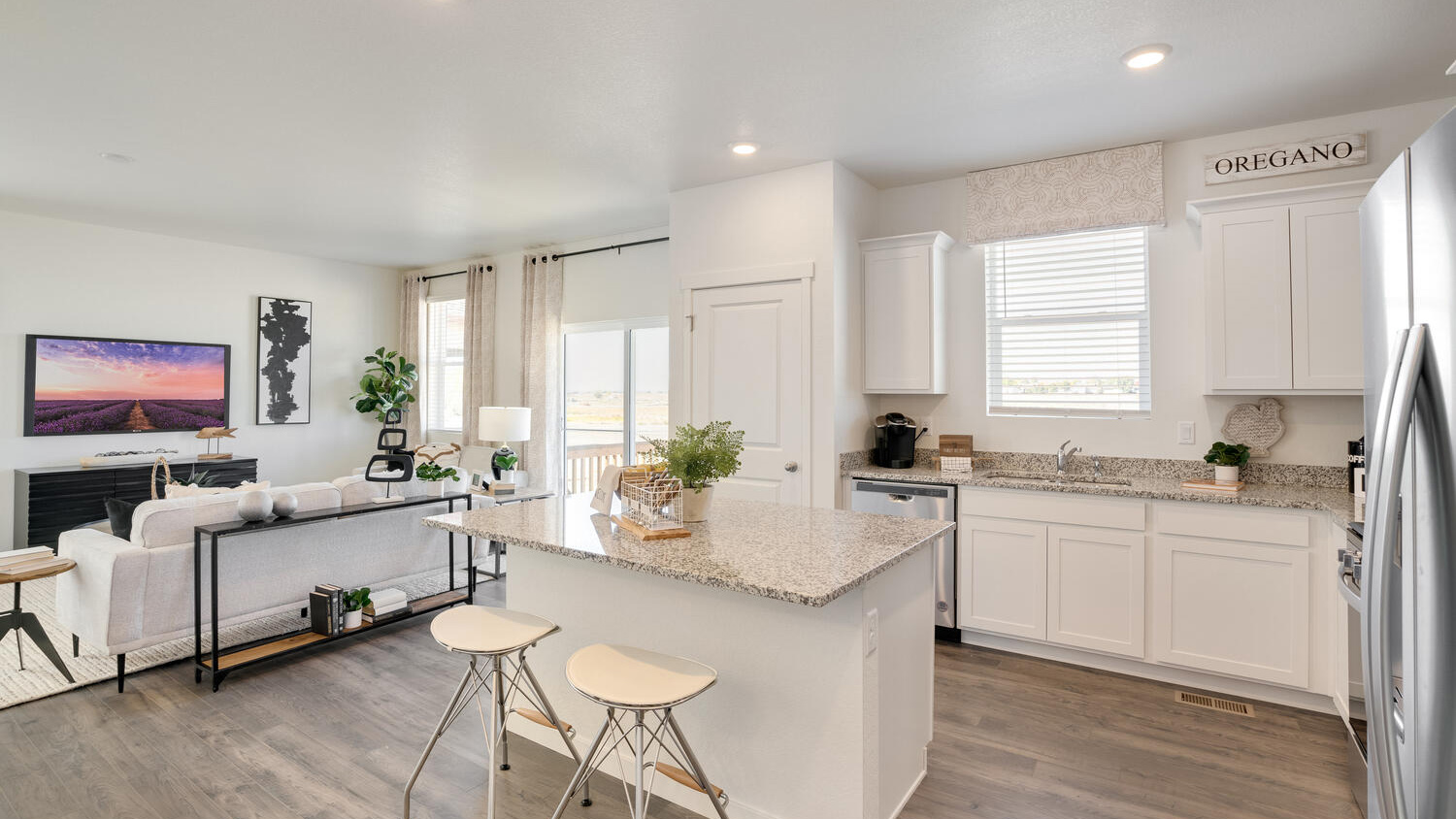kitchen and living room