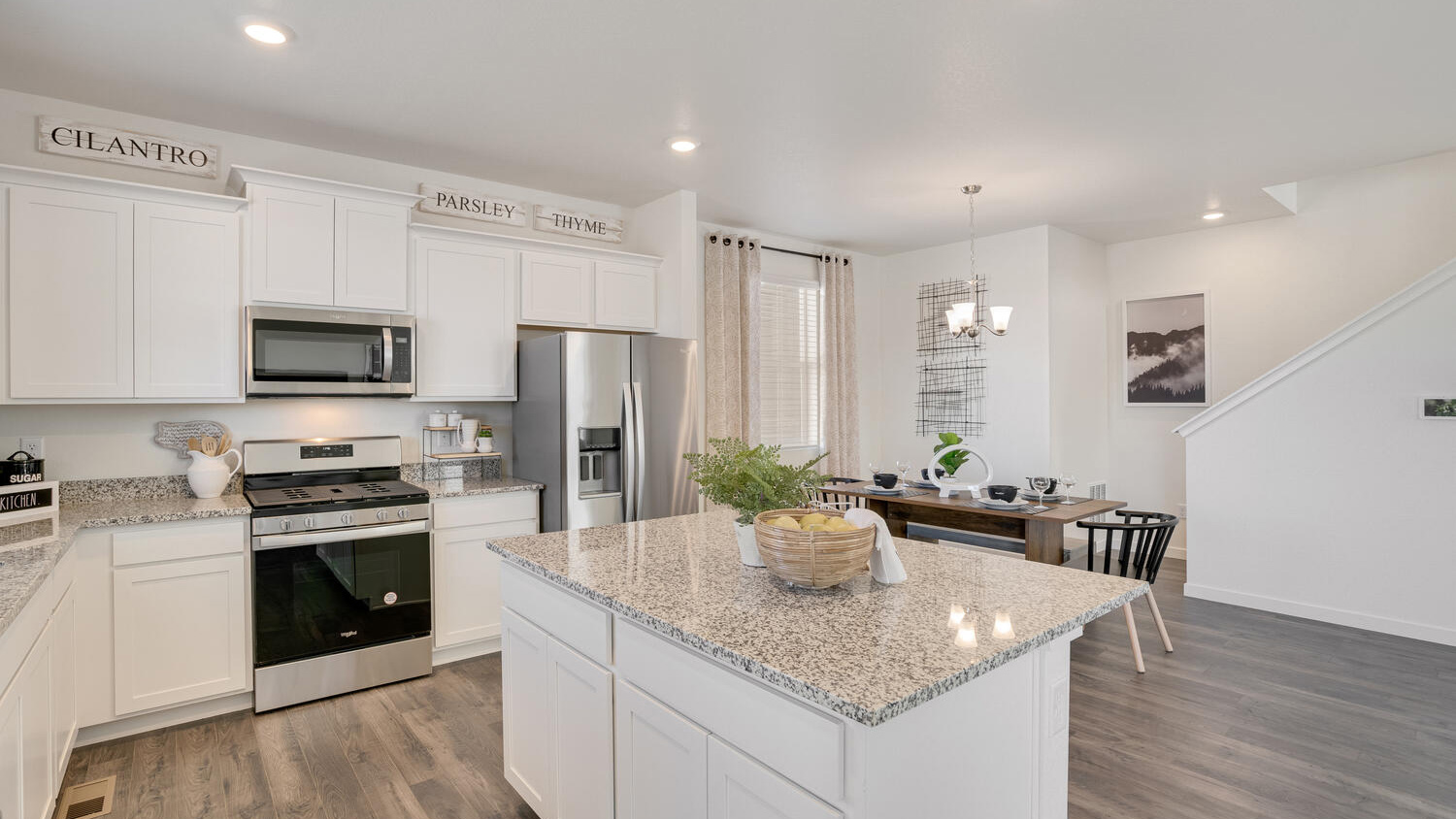kitchen with white cabinets