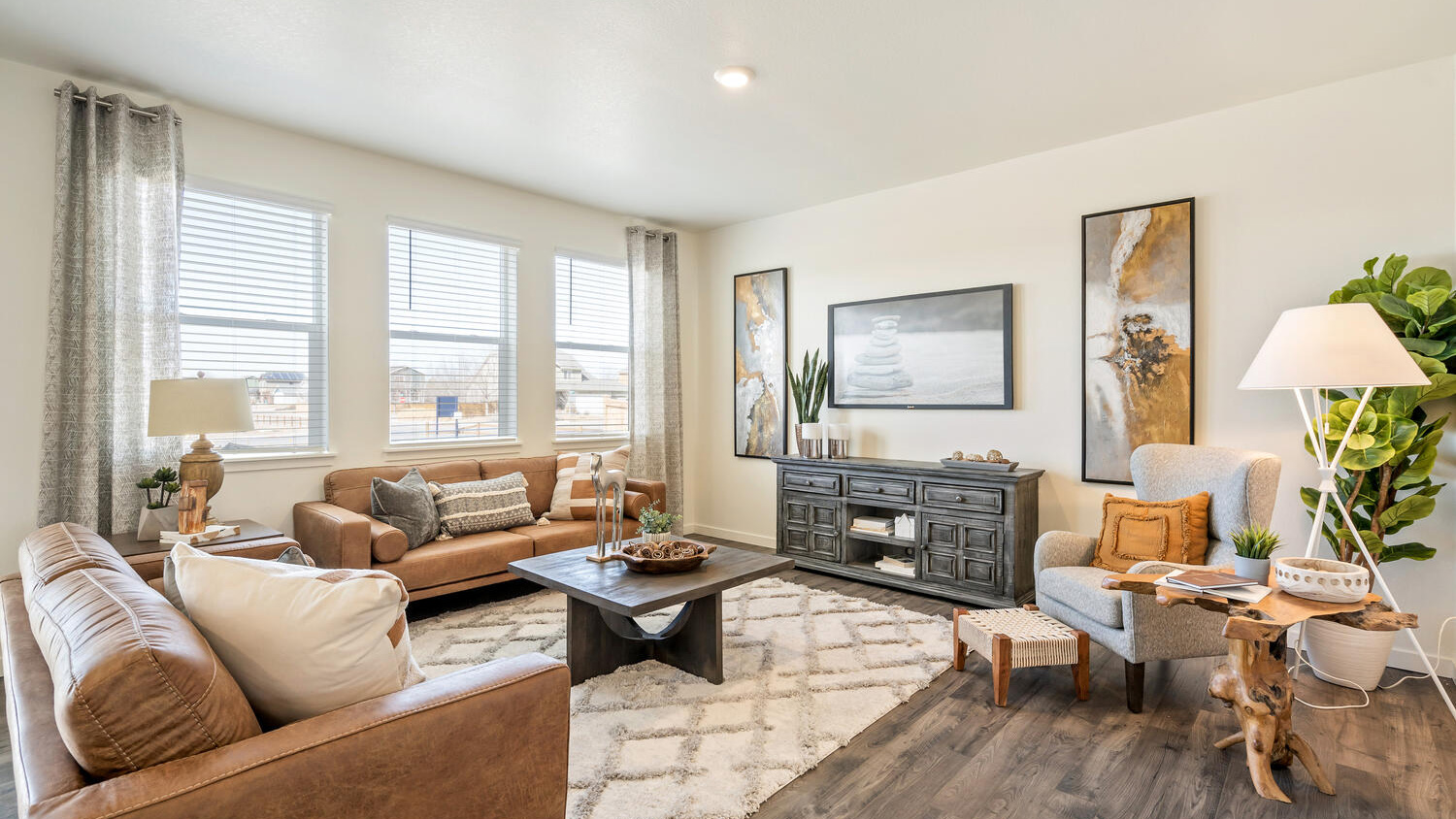 Living room with extra windows in new construction home