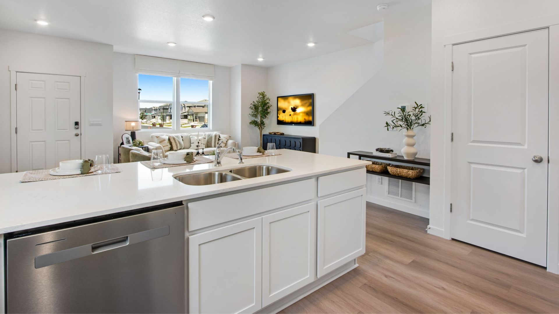 Bright kitchen featuring ample workspace, contemporary finishes, and open-concept design.