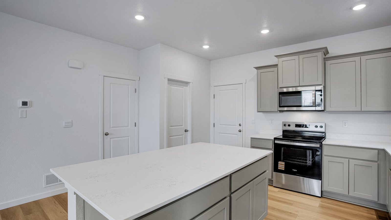kitchen with island in new home